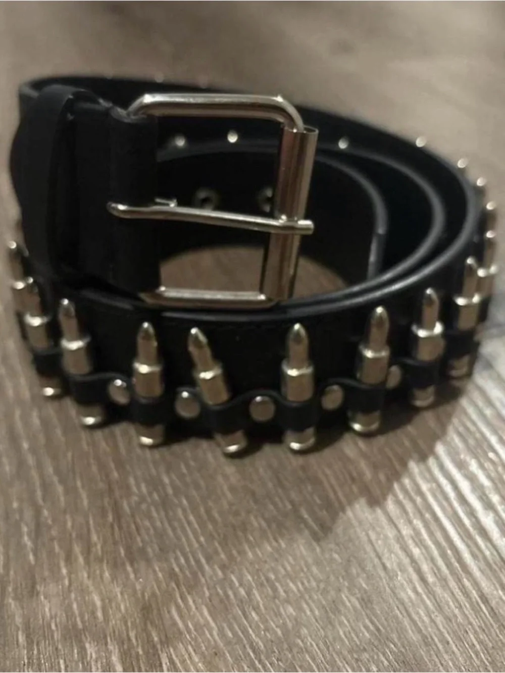 Black Studded Bullet-Detail Men's Belt